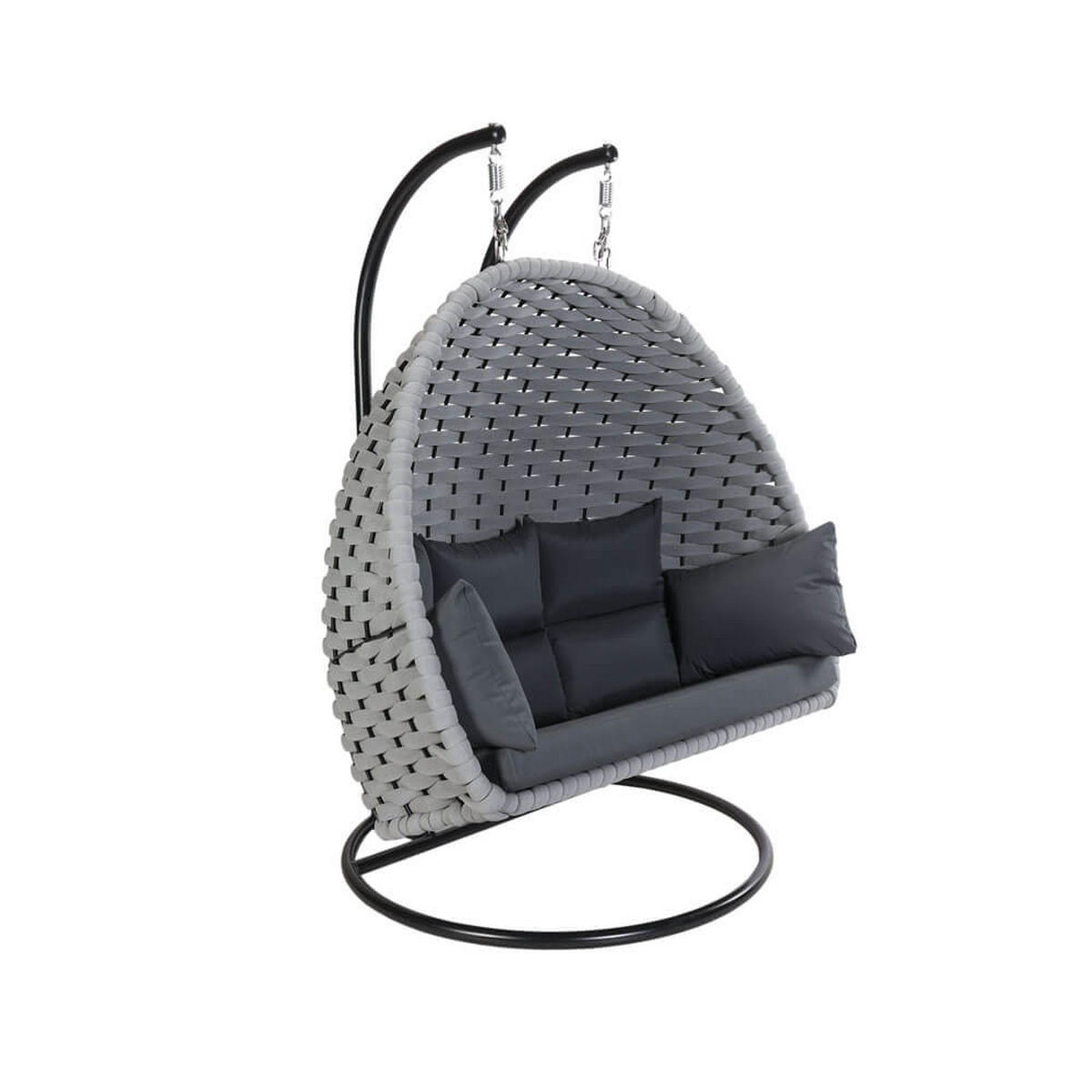 HÄNGESESSEL CADEIRA - Hellgrau, 2-Sitzer - Hellgrau, Kunststoff/Metall (127/155/76cm) - Home Deluxe