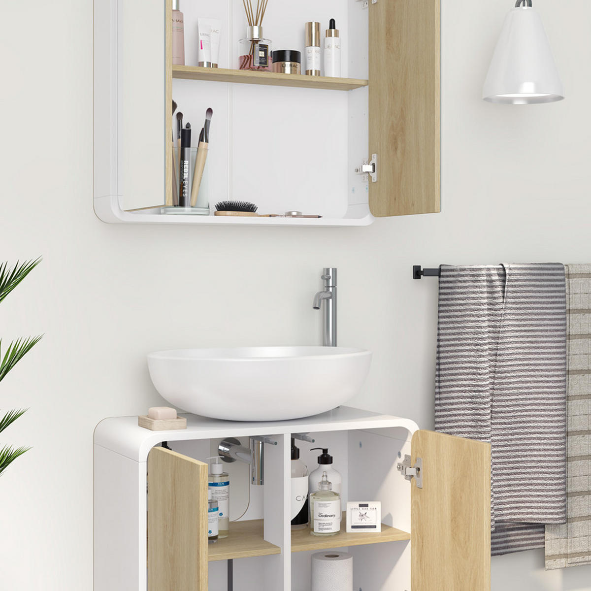 KOUPELNOVÝ NÁBYTEK Arla Bílá/dub - bílá/barva dubu, kompozitní dřevo (60/61/30cm) - Vicco