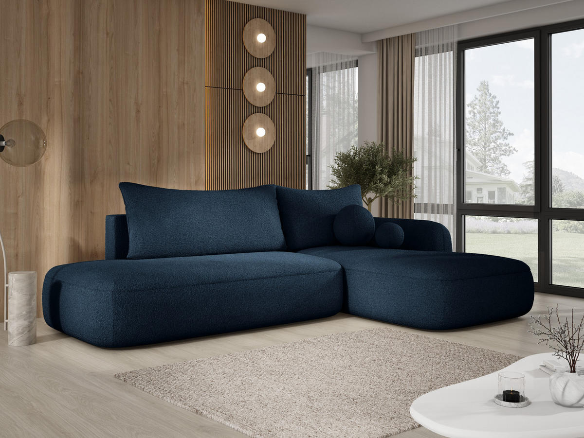 ECKSOFA BABU mit Schlaffunktion, Moderne Polsterecke für Wohnzimmer, funktionales Schlafsofa im Stoff NOW OR NEVER, 300x105x60cm rechte, grau​ - Dunkelgrau, Holz/Textil (300/190cm) - DomoHome
