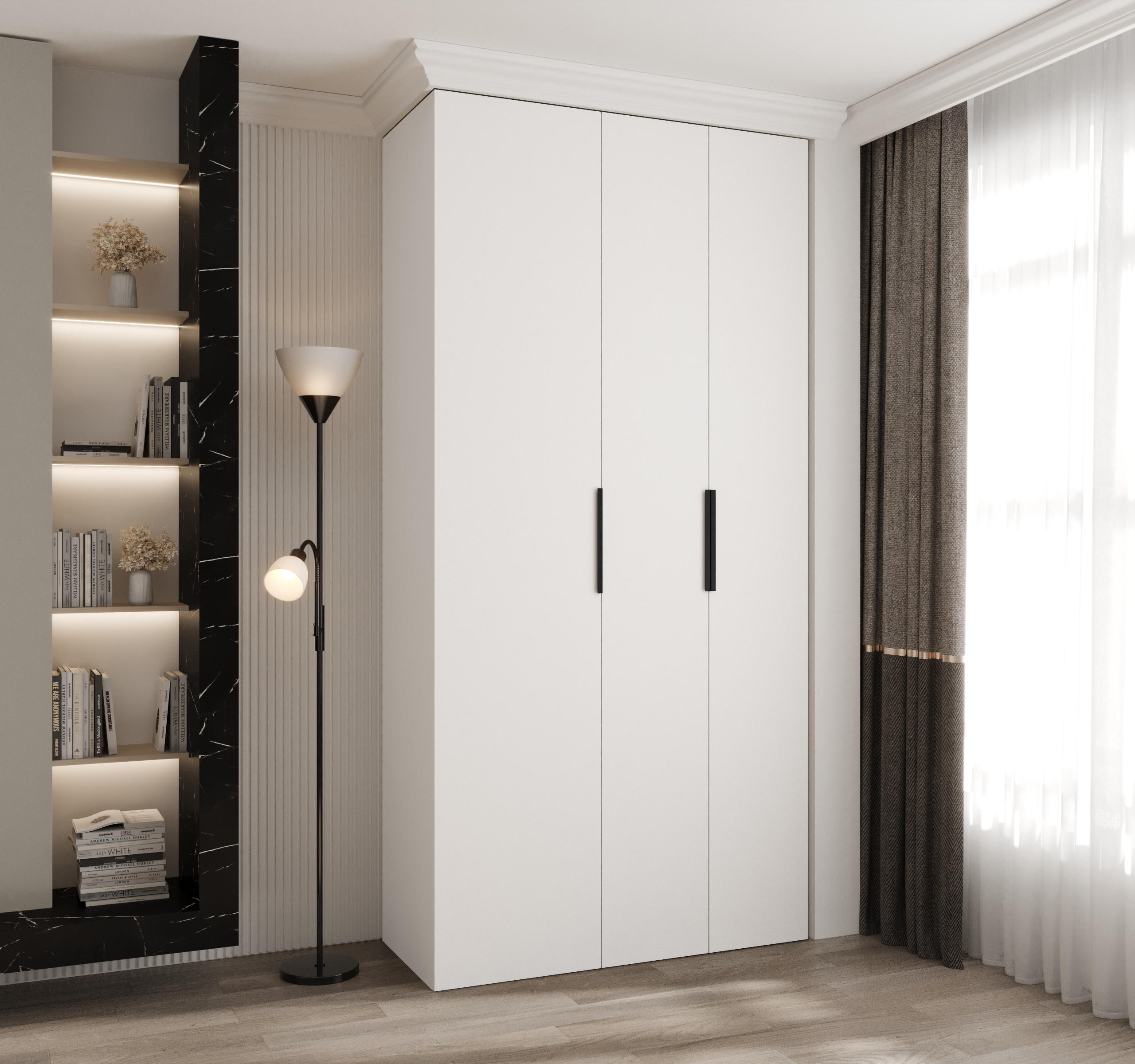 DREHTÜRENSCHRANK 245,5/120/40 3-türig - Schwarz/Weiß, Holz/Metall (120/245.5/40cm) - Abiks Möbel