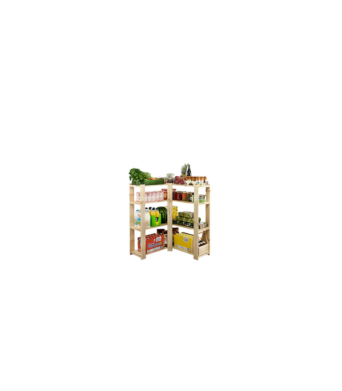 ECKREGAL WOODLAND 115x85x30cm Fachlast 120kg 4 Fachboden Kiefernholz Natur - Naturfarben, Holz (85/115/30cm) - PROREGAL