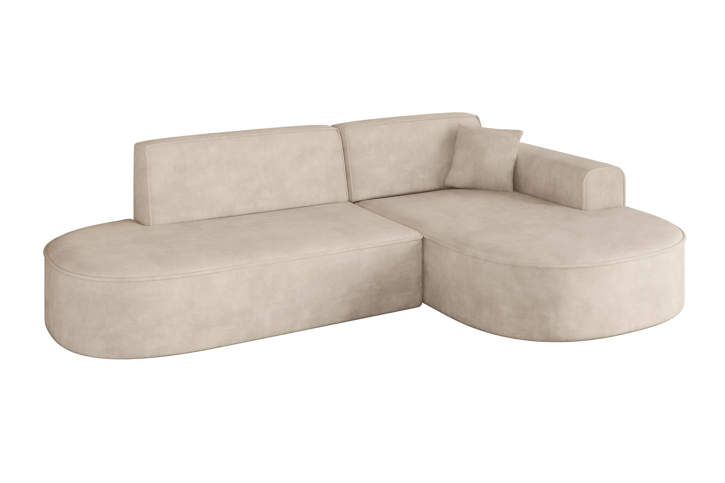 ALTDECOR ROHOVÁ SEDACÍ SOUPRAVA s otomanem vpravo MARI-L1 – 243 × 171 × 79 cm, béžový velur