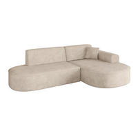 ECKSOFA Ottomane Rechts MARI-L1 - 243x171x79 cm Beige Velours - Beige/Schwarz, Holzwerkstoff/Kunststoff (171/243cm) - ALTDECOR