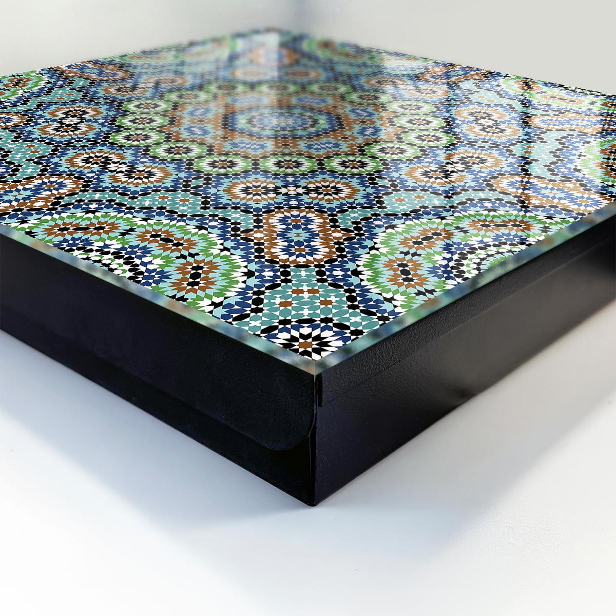 SCHLÜSSELBOX Schwarz 30x30 cm- Türöffnung nach rechts - Farbenfrohes Mosaik - Blau, Metall (30/30/5cm) - TULUP