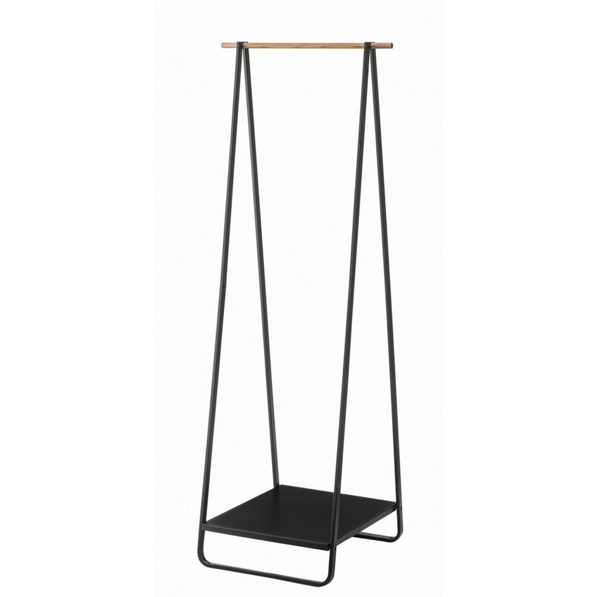 YAMAZAKI Tower 2298 Kleiderbügel in Schwarz - Eleganter und Funktionaler Garderobenständer - Schwarz, Holz/Metall (140/140/52cm) - Yamazaki