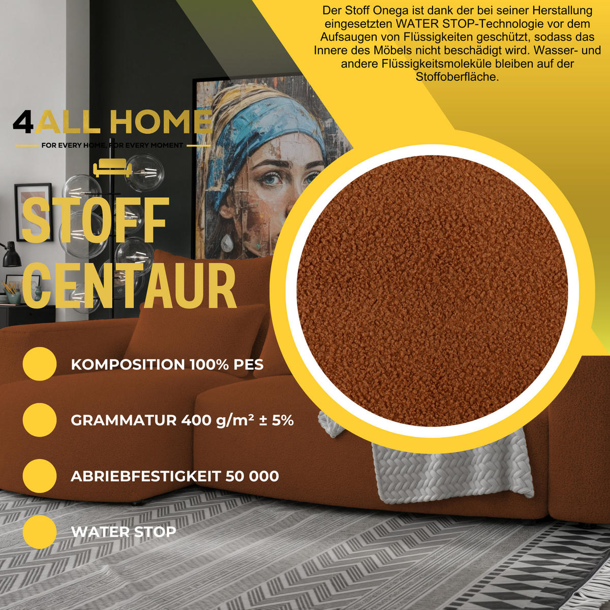 ECKSOFA Travis mit Bettkasten und Schlaffunktion, L-Form, Boucle, Universal - Rostfarben, Holzwerkstoff (248/148cm) - 4ALL HOME