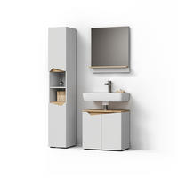 BADMÖBEL-KOMBINATION Timavo Weiß 3 Teile, mit Hochschrank - Weiß/Eiche Artisan, Holzwerkstoff (60/57/35cm) - Livinity®