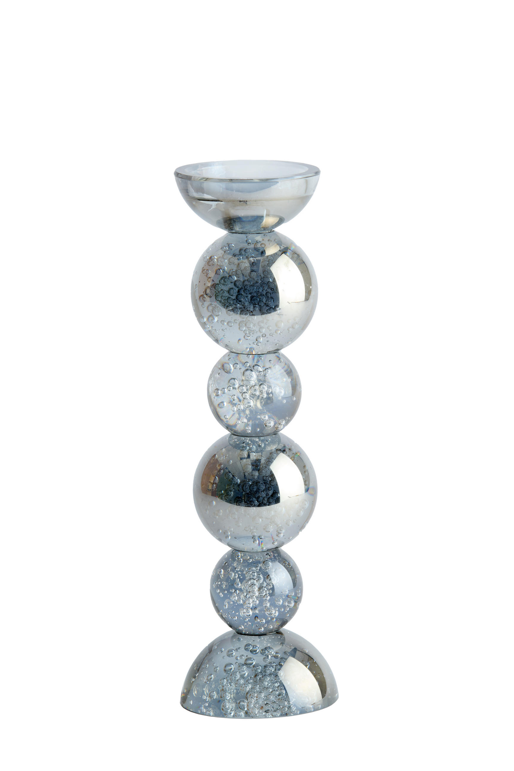 KERZENHALTER Itinga Grau 9.5/9.5/34 cm - Grau, Glas (9.5/34/9.5cm) - Light & Living