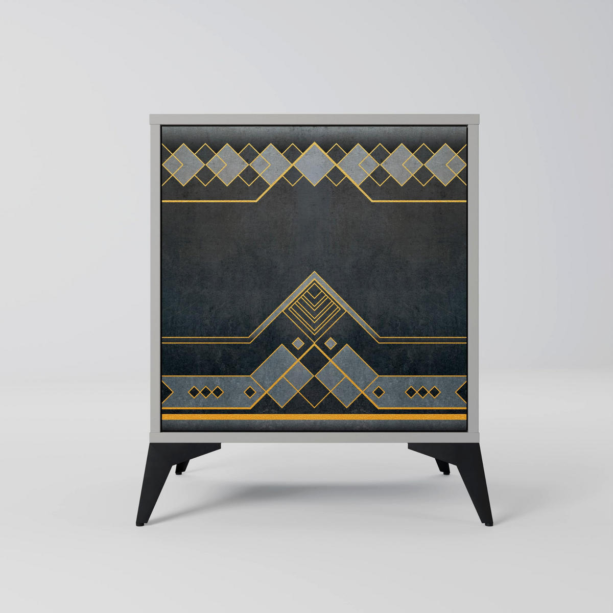 SIDEBOARD ROYAL ORDINARINESS, Grau, 57,5x42x77,5 cm, Schräge Buchenholzfüße - Buchefarben/Multicolor, Holzwerkstoff/Buchenholz (57.5/77.5/42cm) - SpaceRebels