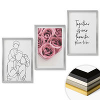 WANDBILDER 3er Set - 40x60 cm Silberner Rahmen - Rosensträuße als Familienzeichnung - Silberfarben, Kunststoff (40/60cm) - ArtPrintCave