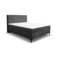 BOXBETT Cimone mit 2 Bettkästen, Maße: 160x200 cm, Farbe: Dunkelgrau , Velourstoff, mit Bonell-Matratze inkl. Topper - Dunkelgrau, Holz/Kunststoff (160/200cm) - VENASI MÖBEL