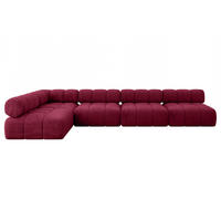 ECKSOFA modulares Sofa Samaro-L3 - 380x190x70 cm Bordeauxrot Velours - Bordeaux, Holzwerkstoff/Textil (380/190cm) - ALTDECOR