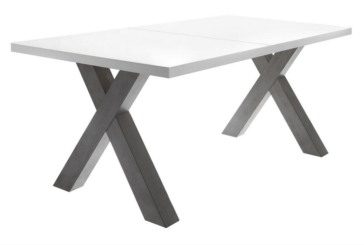 ESSTISCH ausziehbar Eike 3 160 x 90 x 75 Esszimmertisch Graphit/Weiß Matt Lack - Weiß, Holz (160/90/75cm) - 58aufmkessel