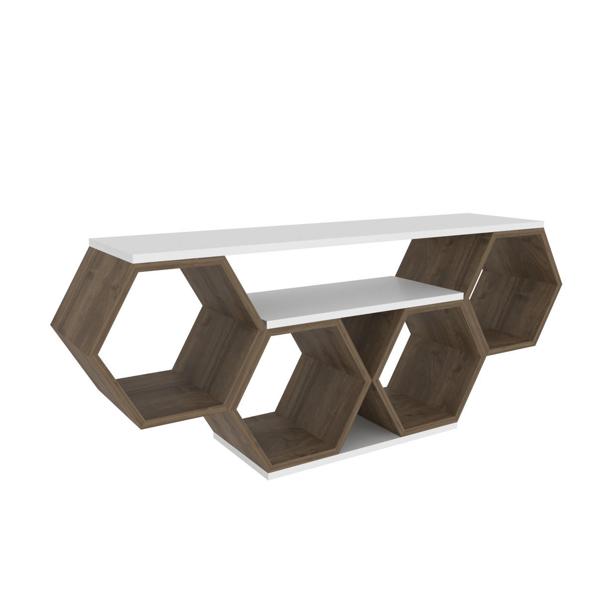TV-ELEMENT Honig Weiß Walnuss - Walnussfarben/Weiß, Holzwerkstoff (140/55.5/29.6cm) - Decorotika