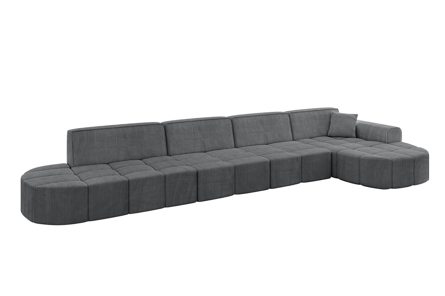 ECKSOFA Ottomane Rechts LIVO-L3 - 422x173x79,5 cm Dunkelgrau - Dunkelgrau, Holzwerkstoff/Textil (422/173cm) - ALTDECOR