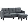 ECKSOFA Couch mit Umkehrbar Chaiselongue Sofa L Form mit Leinenoptik Dunkelgrau - Dunkelgrau, Kunststoff (130/186cm) - HOMCOM