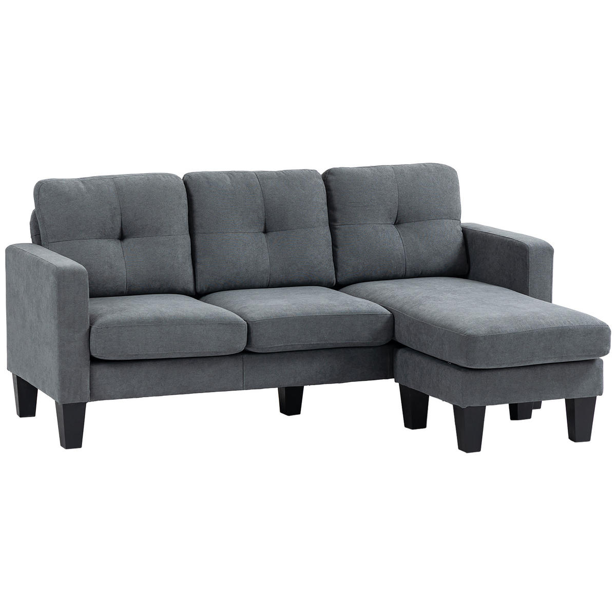 ECKSOFA Couch mit Umkehrbar Chaiselongue Sofa L Form mit Leinenoptik Dunkelgrau - Dunkelgrau, Kunststoff (130/186cm) - HOMCOM