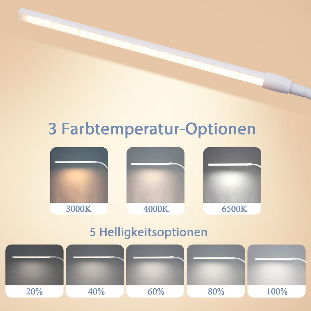 LED-TISCHLEUCHTE Abramowski 80.8/6.5/6.5cm - Weiß, Kunststoff (80.8/6.5/6.5cm) - Nettlife
