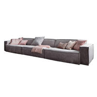 RIESENSOFA SAMU Hellgrau Webstoff - Hellgrau/Schwarz, Textil (418/72/106cm) - KAWOLA