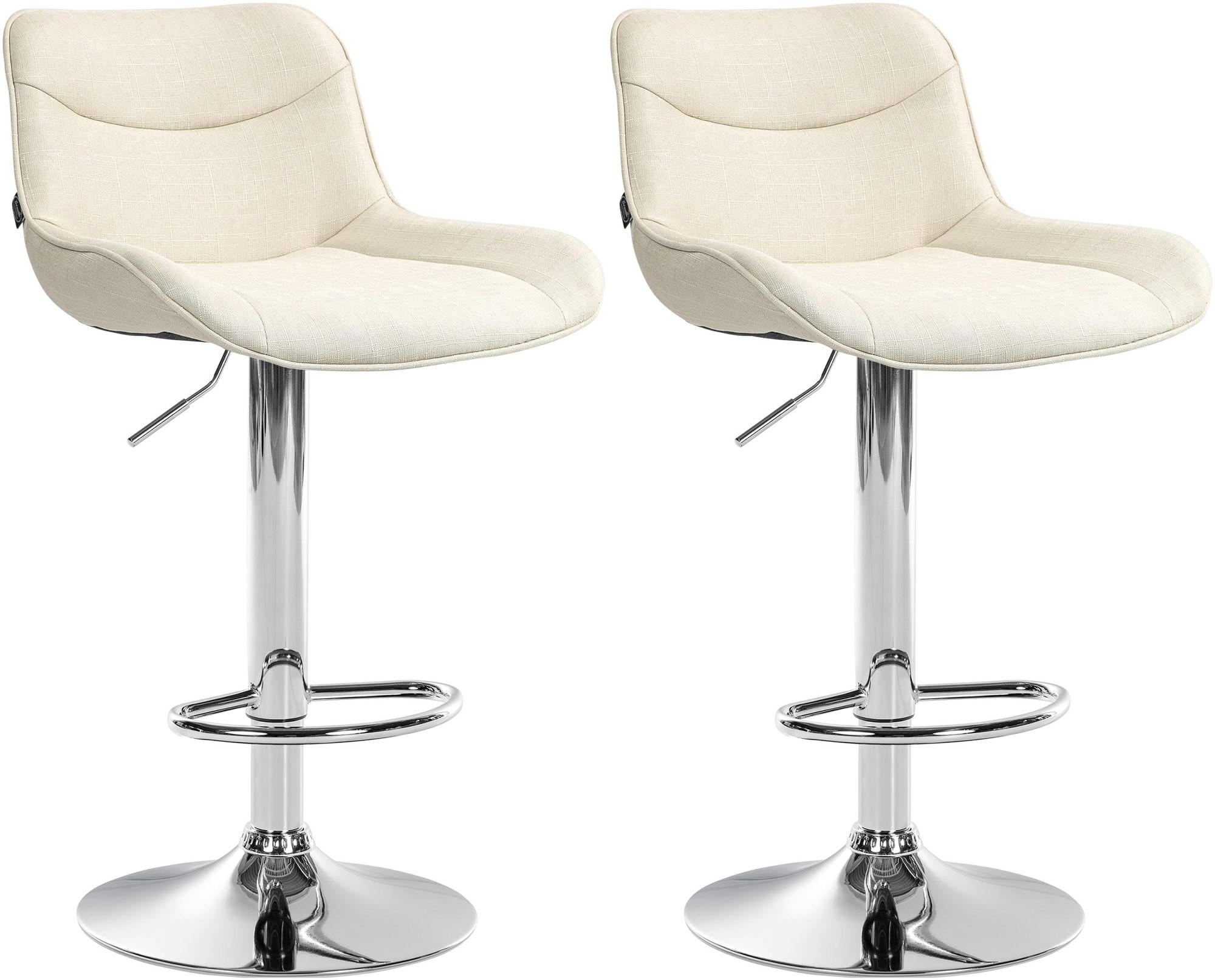 BARHOCKER 2er Set Stoff creme - Chromfarben/Creme, Textil/Metall (49/85/51cm) - CLP