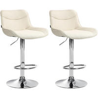 BARHOCKER 2er Set Stoff creme - Chromfarben/Creme, Textil/Metall (49/85/51cm) - CLP