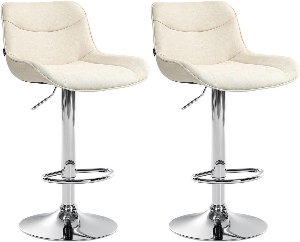 BARHOCKER 2er Set Stoff creme - Chromfarben/Creme, Textil/Metall (49/85/51cm) - CLP