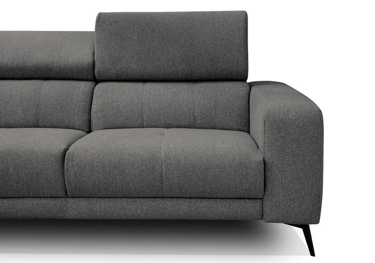 ECKSOFA MORELLO 5-Sitzer, dunkelgrau - Dunkelgrau/Schwarz, Holzwerkstoff/Textil (158/269cm) - Courtois Laville