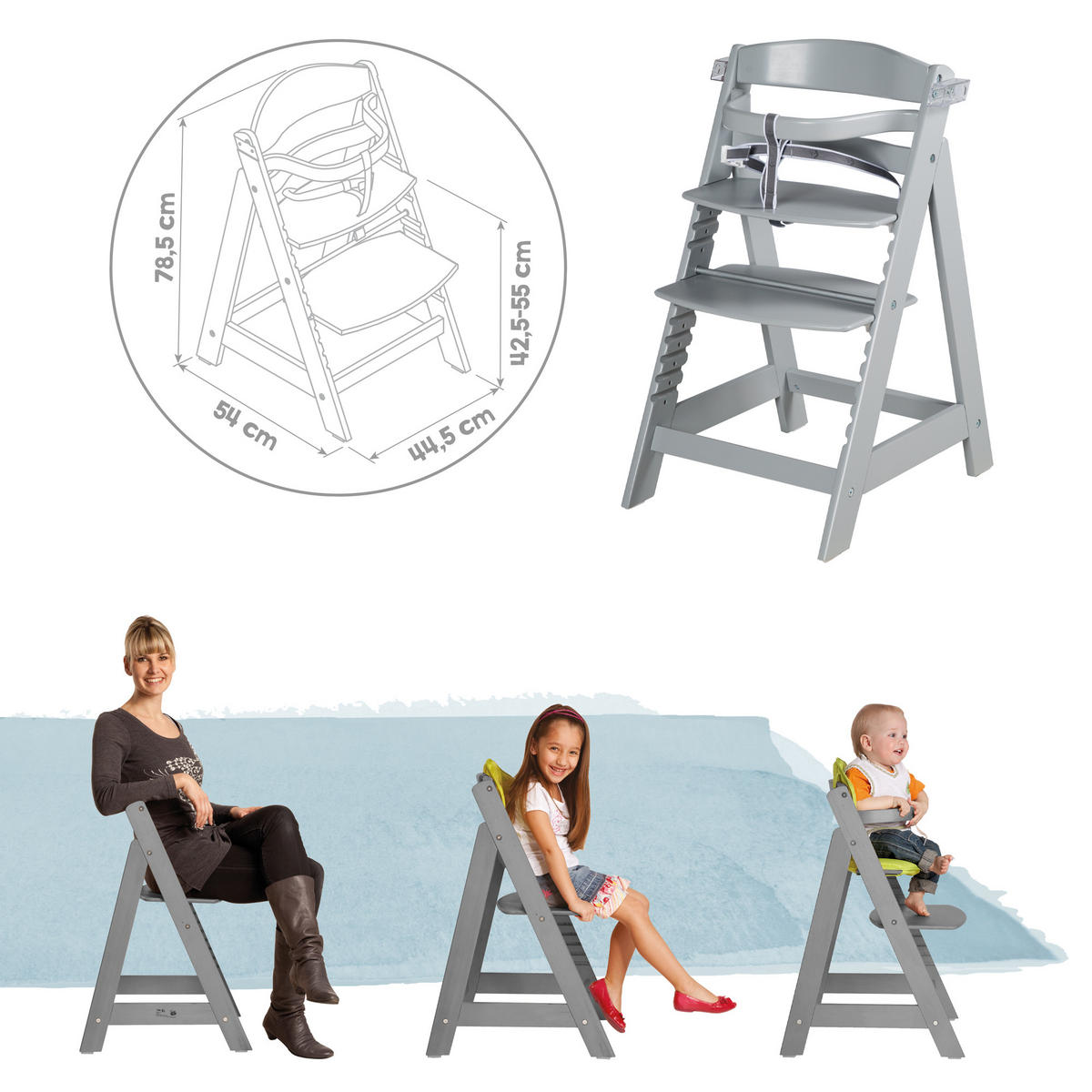 KINDERHOCHSTUHL - Sit Up 'CLICK & FUN' - taupe - Taupe, Holzwerkstoff (50/80/54cm) - Roba