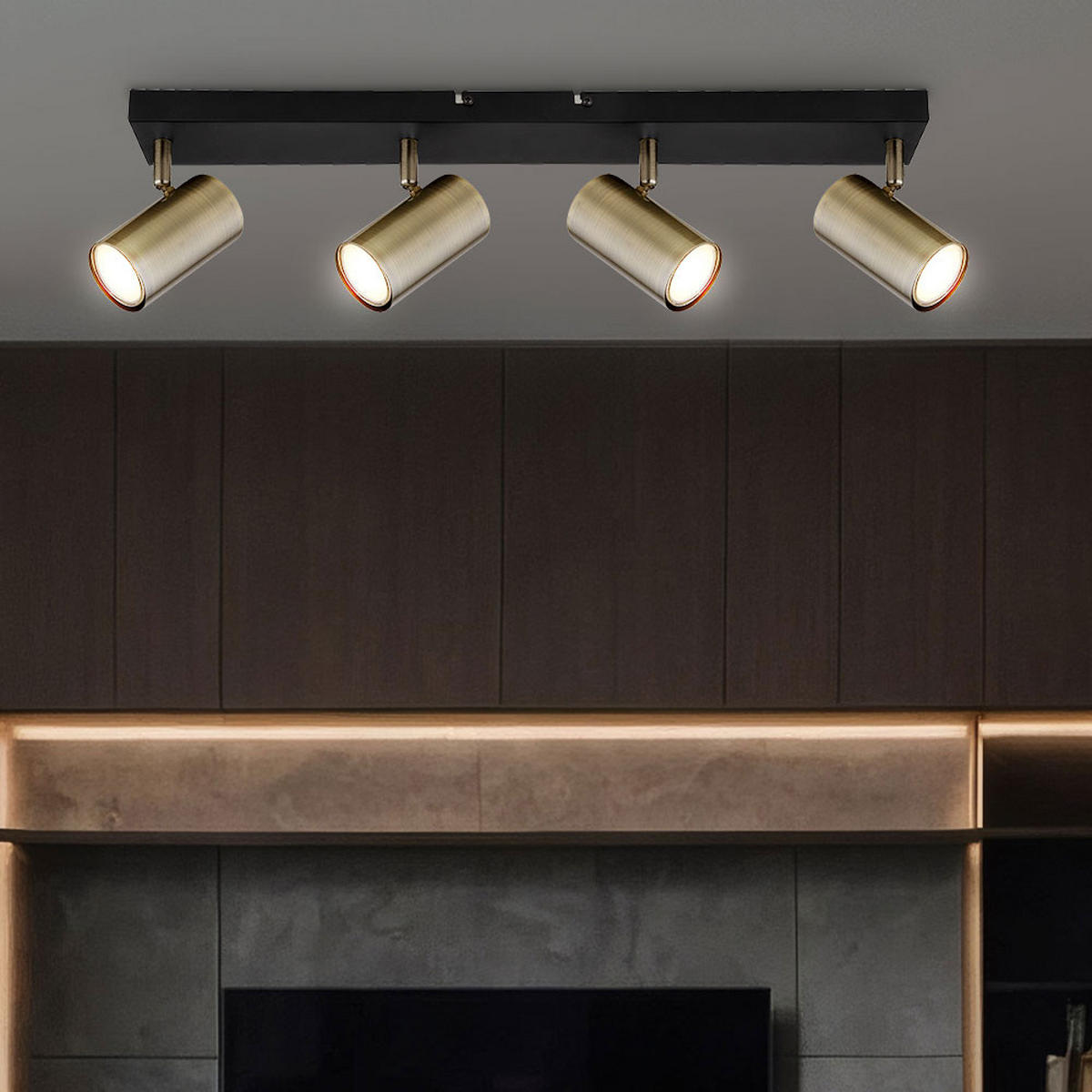 DECKENLEUCHTE Metall Messing Schwarz - Messingfarben, Metall (56/6/12cm) - Globo Lighting