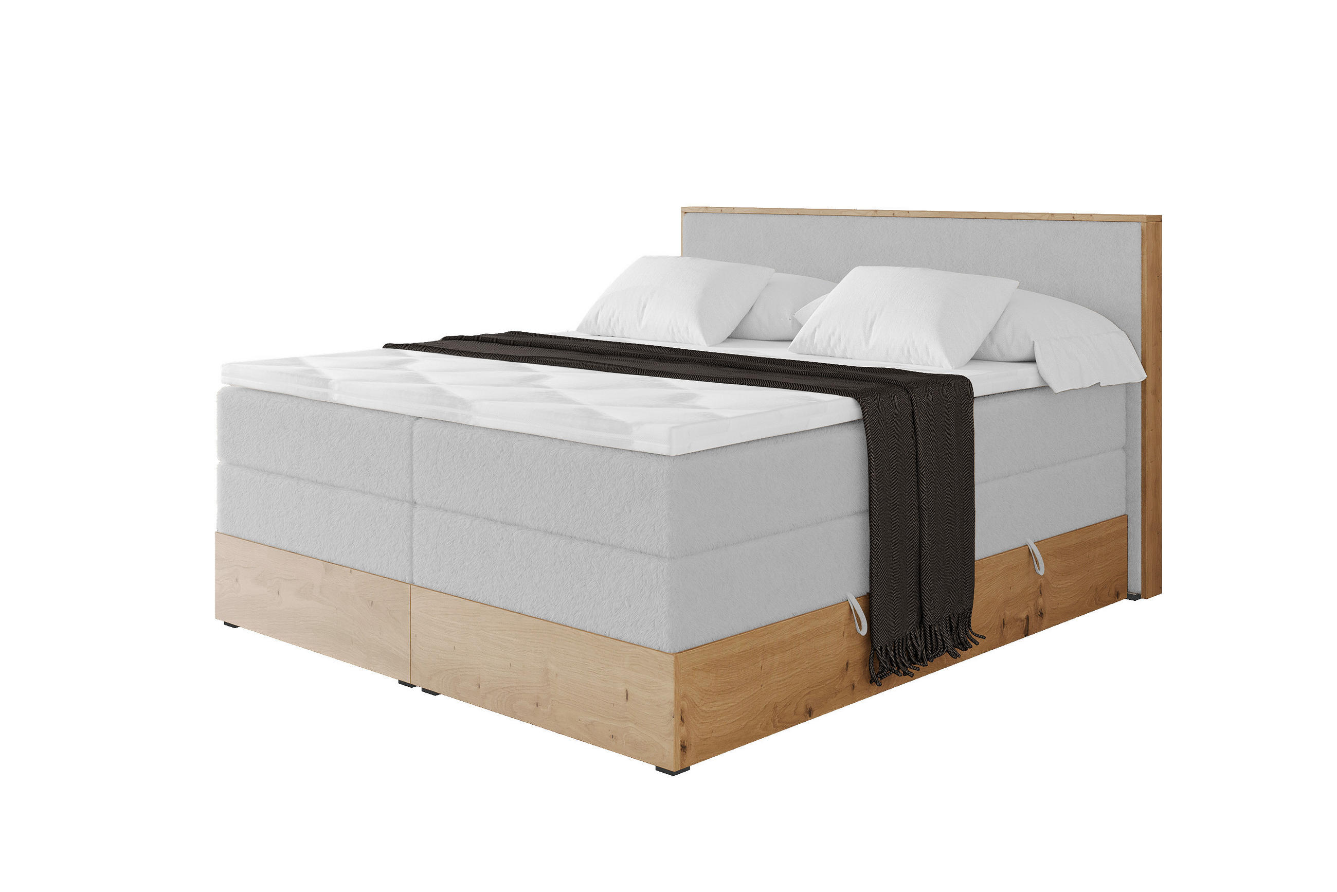 BOXSPRINGBETT LOLLI9 -KING 140x200 - H3/H4 Hellgrau - Hellgrau, Holzwerkstoff (140/200cm) - ALTDECOR