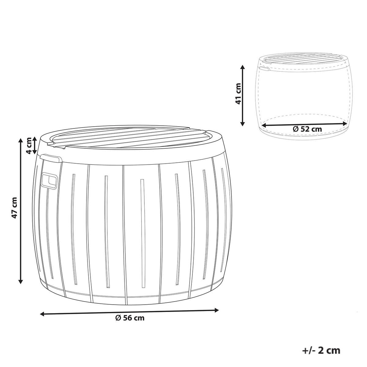 AUFBEWAHRUNGSBOX 56 cm 56 cm Grau Prinos - Dunkelgrau/Grau, Kunststoff (56/47/56cm) - Beliani