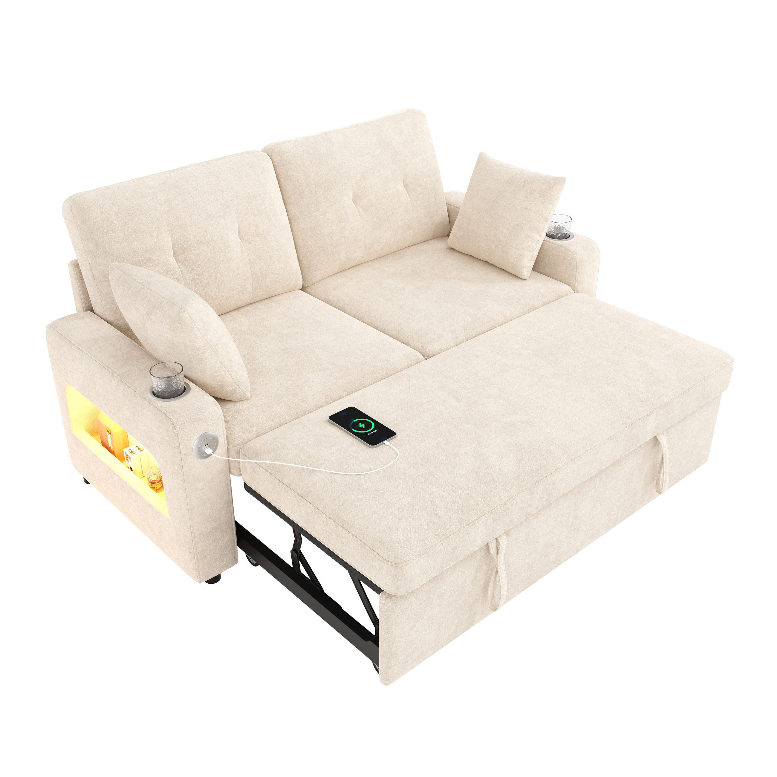 Chicfurn Schlafsofa Beige 141.5x83.5x131 cm