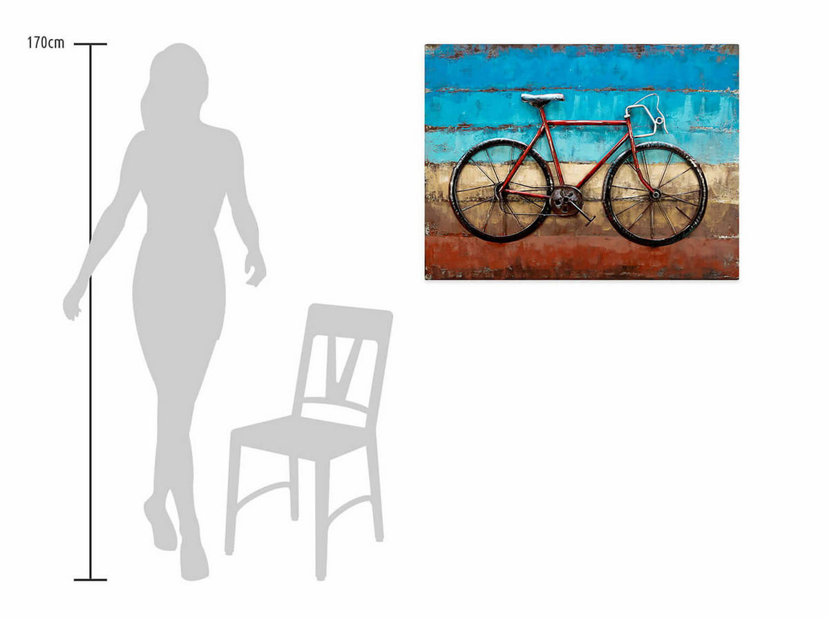 METALLBILD Blau 100/70 cm - Blau/Rot, Metall (3.2/70cm) - KUNSTLOFT