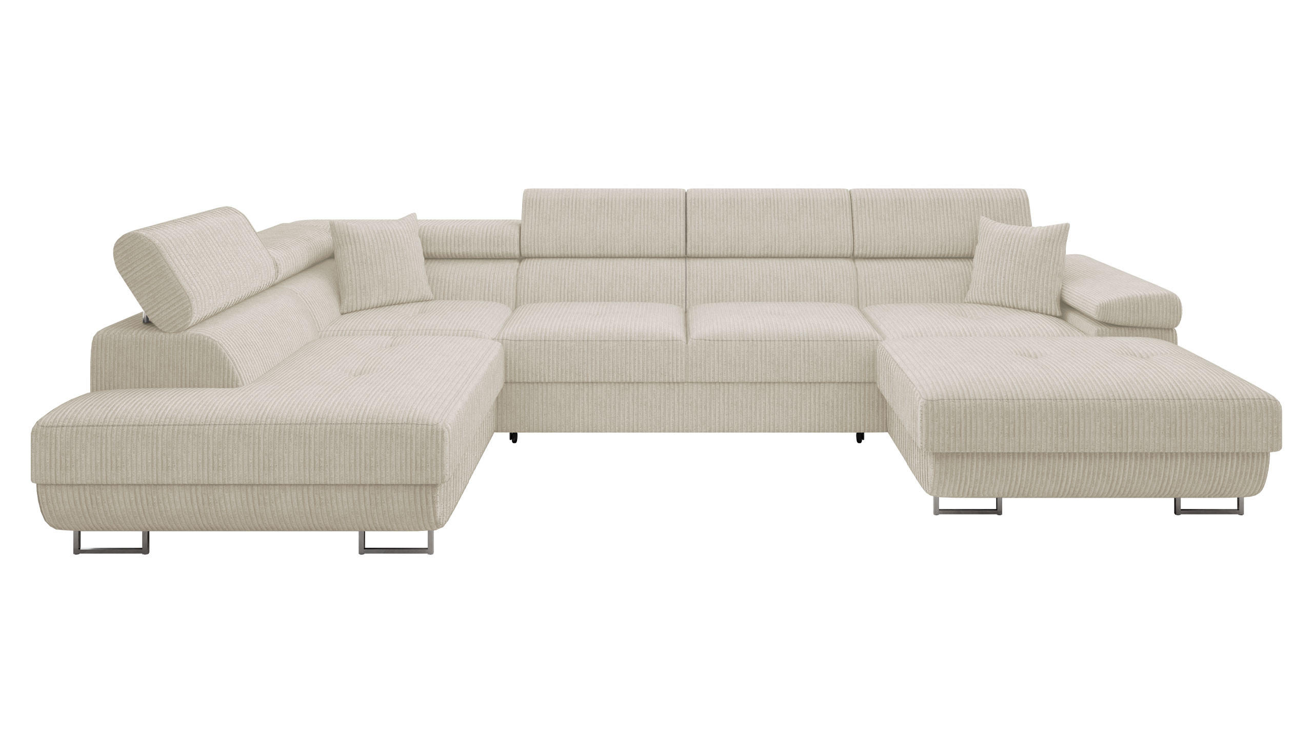 WOHNLANDSCHAFT Torezio Bis Cord, Seite: Links - Beige, Holz/Textil (346/90/203cm) - MIRJAN24
