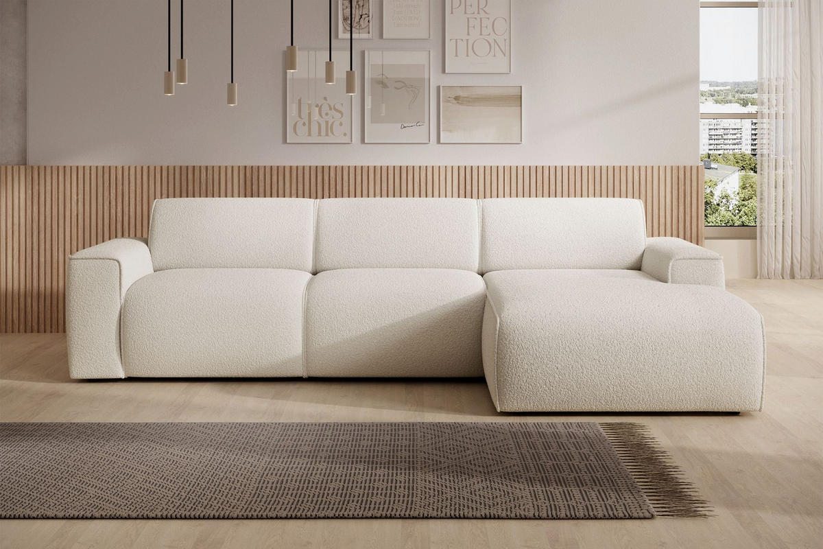 ECKSOFA Bouvi Creme rechts - Creme/Schwarz, Kunststoff/Textil (165/310cm) - Selsey