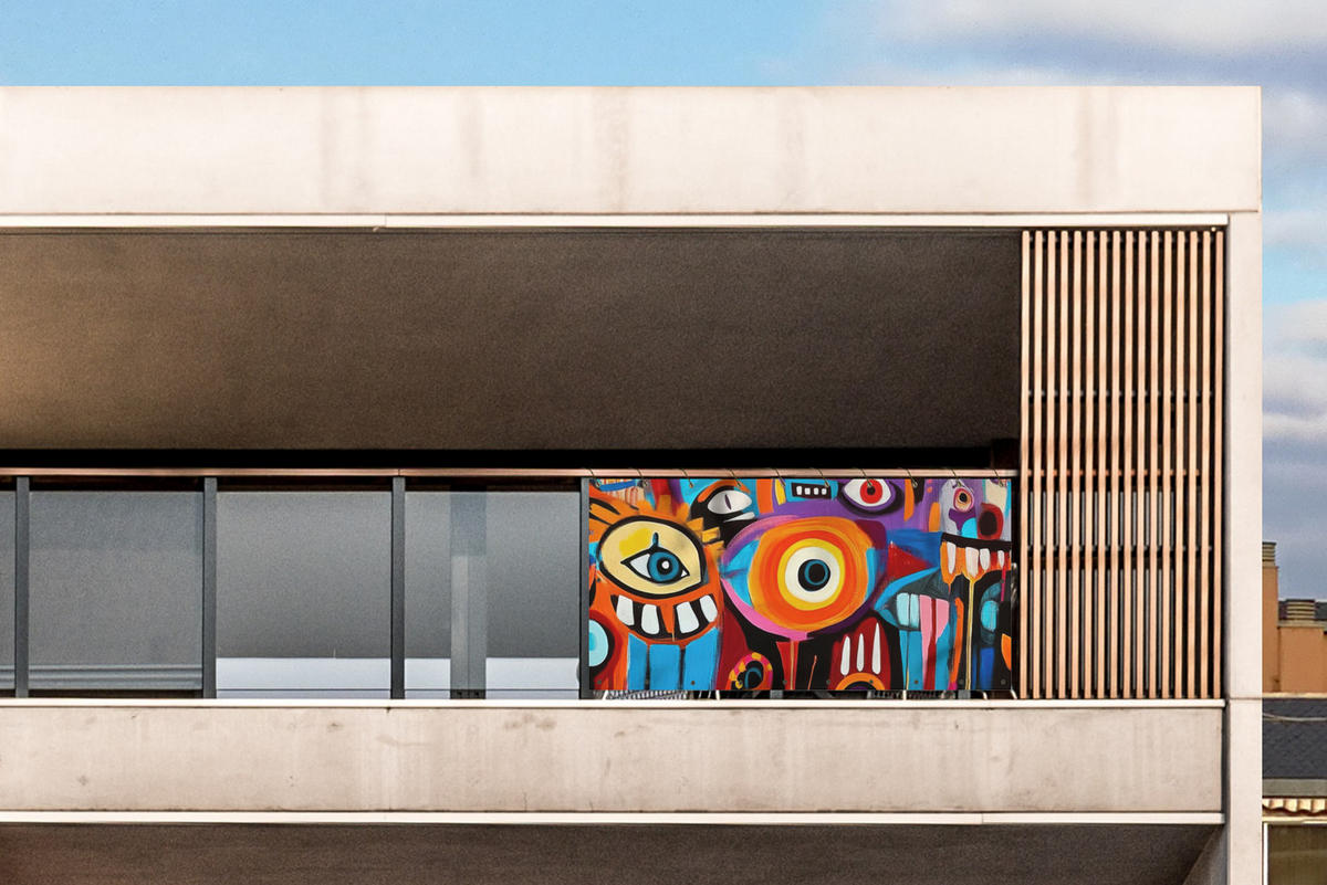 BALKON-SICHTSCHUTZ Abstrakt - Gesicht - Farbenfroh - Multicolor, Kunststoff (300/120cm) - MuchoWow