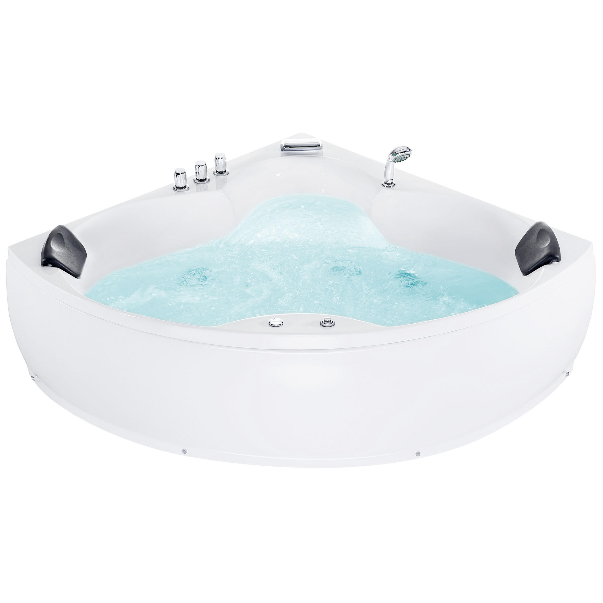WHIRLPOOL-BADEWANNE mit LED 150x205x56 cm weiß Senado - Weiß, Kunststoff (150/56/205cm) - Beliani