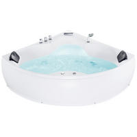 WHIRLPOOL BADEWANNE mit LED 150x205x56 cm weiß Senado - Weiß, Kunststoff (150/56/205cm) - Beliani