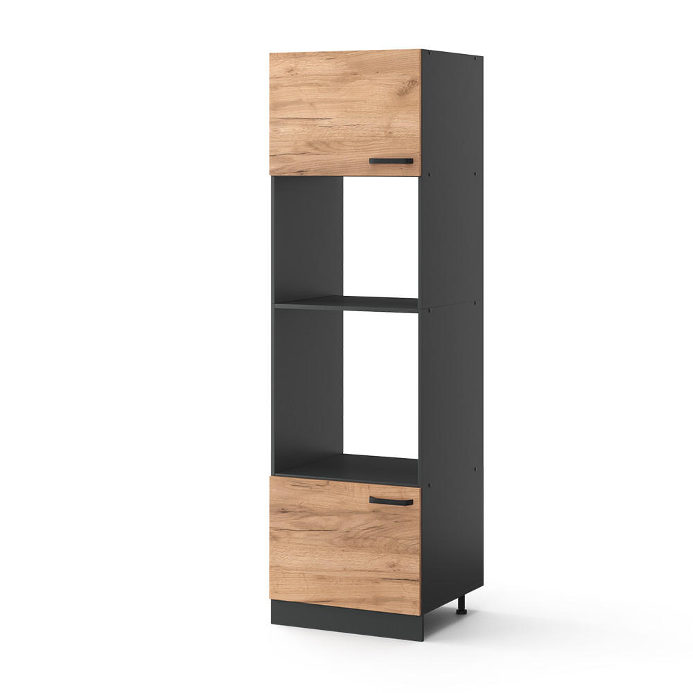 MIKROWELLENSCHRANK R-Line Goldkraft Eiche 60 cm - Anthrazit/Eiche Wotan, Holzwerkstoff (60/206.8/57.2cm) - Vicco