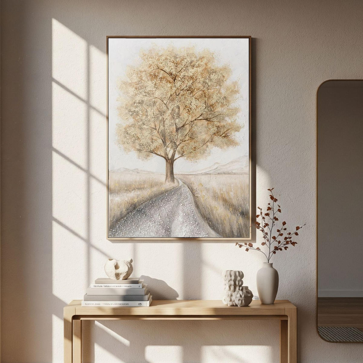 ACRYLBILD HANDGEMALT 60/90 cm - Beige/Grau, Holz/Textil (60/90cm) - KUNSTLOFT