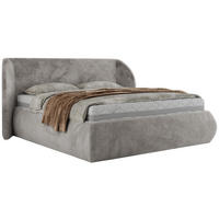 POLSTERBETT CAELA CLASSIC 180/200 - Hellgrau Plüsch - Schaum-Matratze - Hellgrau, Textil (180/200cm) - MKS