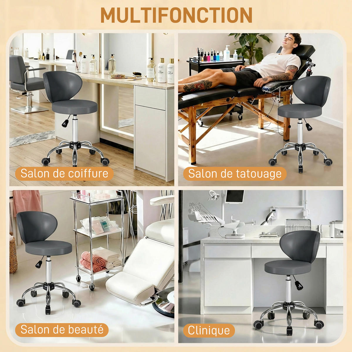 BÜROHOCKER DE-18039 höhenverstellbar 73-88 cm, gepolstert Grau - Grau, Metall (45/88/54cm) - ComfortXL
