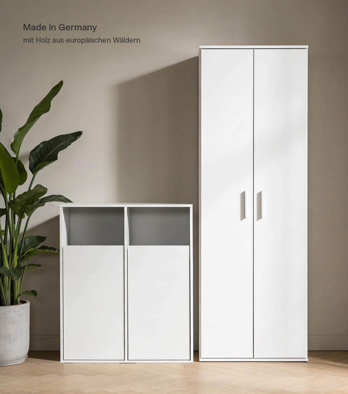 MEHRZWECKSCHRANK SET Der Allzweckwaffe - Weiß, Holzwerkstoff (140/180/40cm) - Mokebo
