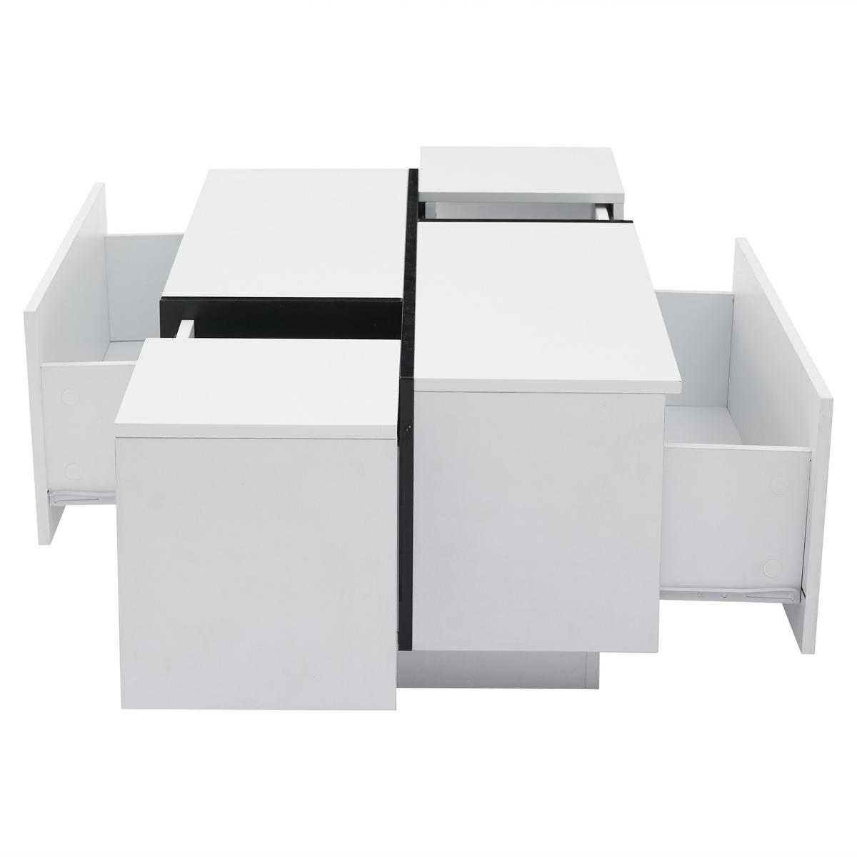 COUCHTISCH DE-218 Modern mit 4 Schubladen Weiß/Schwarz - Weiß, Holzwerkstoff (60/100/40cm) - ComfortXL