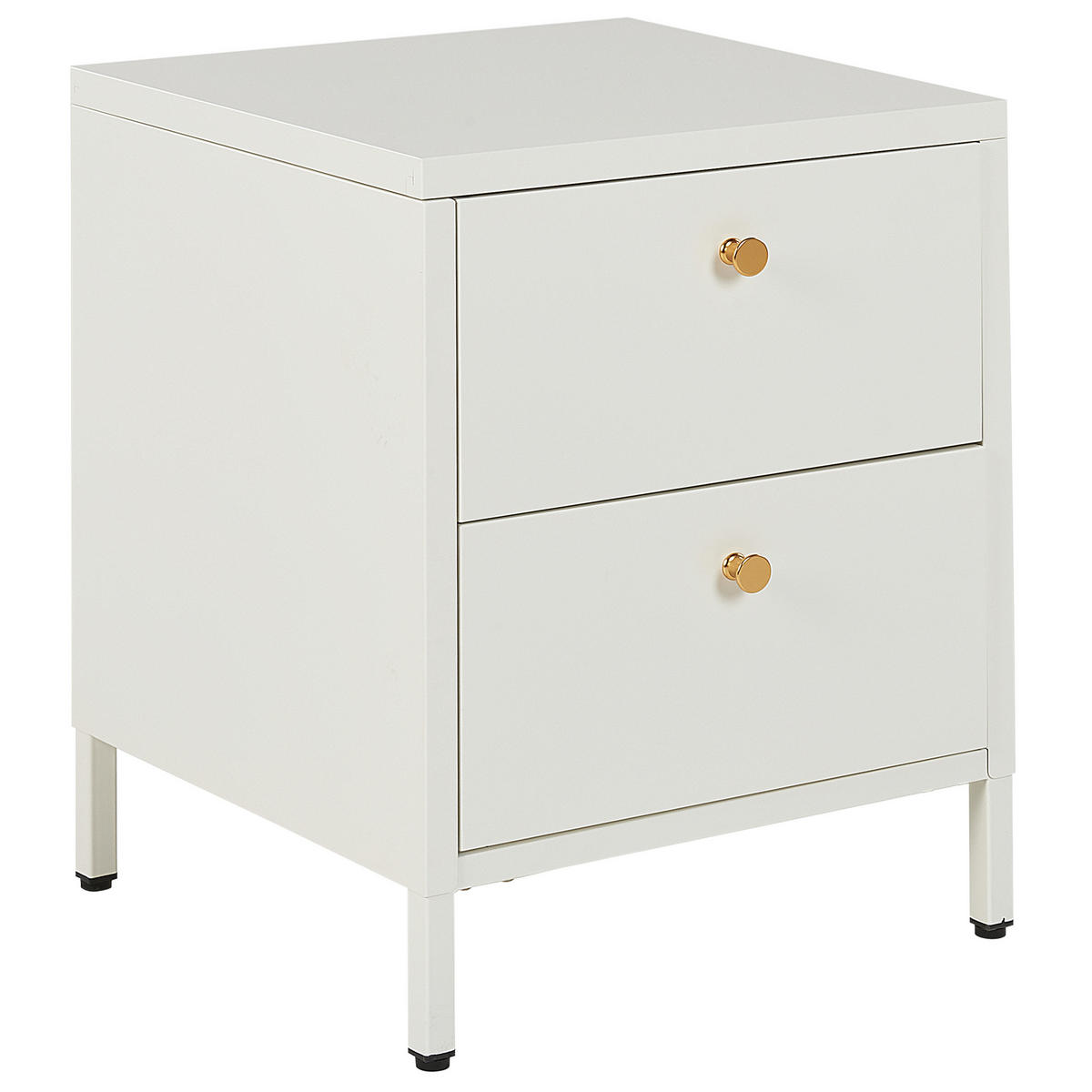 NACHTTISCH weiß 2 Schubladen Kylea - Goldfarben/Weiß, Metall (43/55/40cm) - Beliani