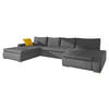 WOHNLANDSCHAFT Caro - Dunkelgrau/Silberfarben, Holz/Textil (394/80/213cm) - MIRJAN24