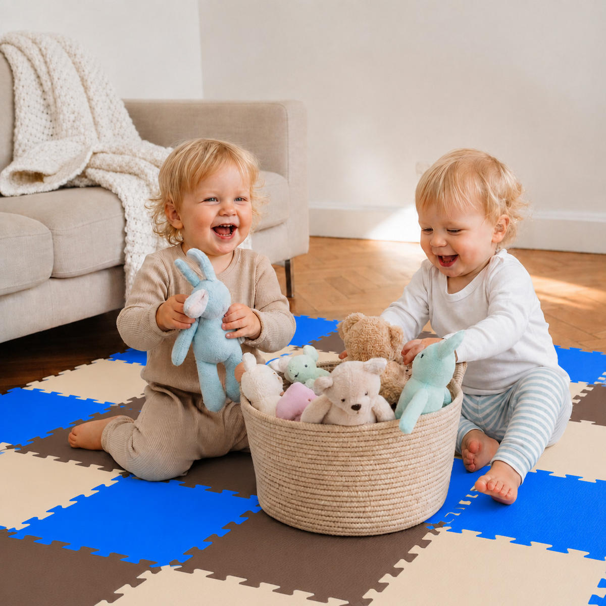SPIELMATTE ab Null - 270/90 cm Puzzlematte Beige - Multicolor, Kunststoff (30/30cm) - Littletom