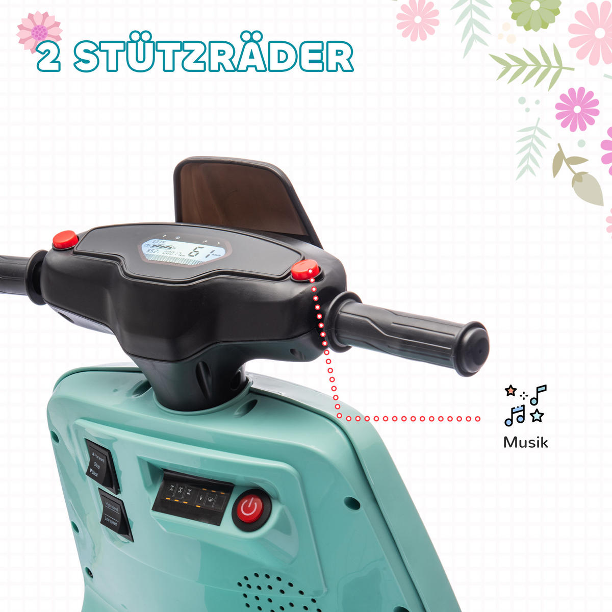 KINDER Elektro-Motorrad - Grün, Metall (90/39/61cm) - AIYAPLAY