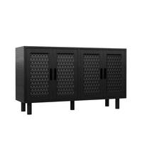 SIDEBOARD 140x40x80 cm Rattan Stauraum schwarz - Schwarz, Holz (140/80/40cm) - Fortuna Lai