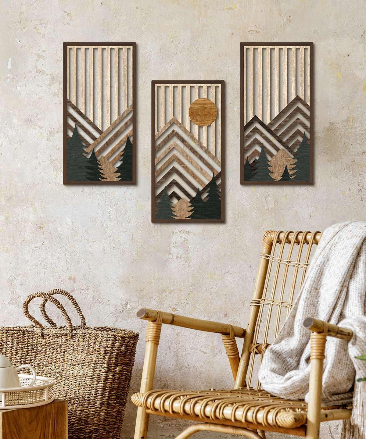 WANDDEKO Braun 41,9x21,8cm Bergmotiv Holz - Akaziefarben, Holzwerkstoff (40/1cm) - Weltevree